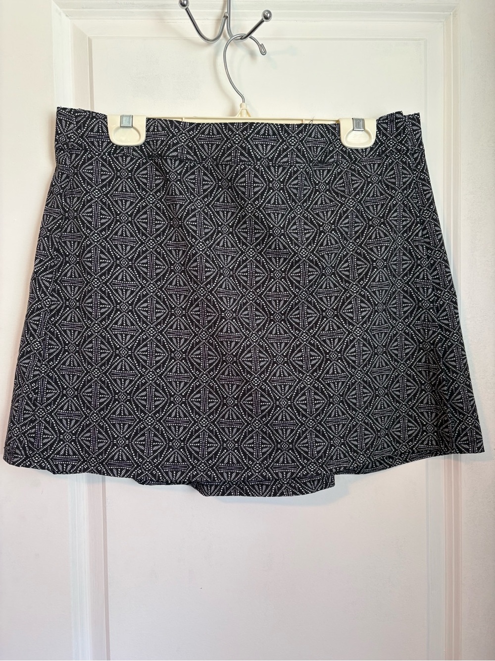 Black Patterned Wrap Skirt